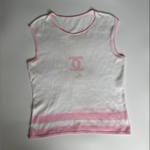 Chanel Circa 2000 White & Pink Knit Top - Picture 4 of 8
